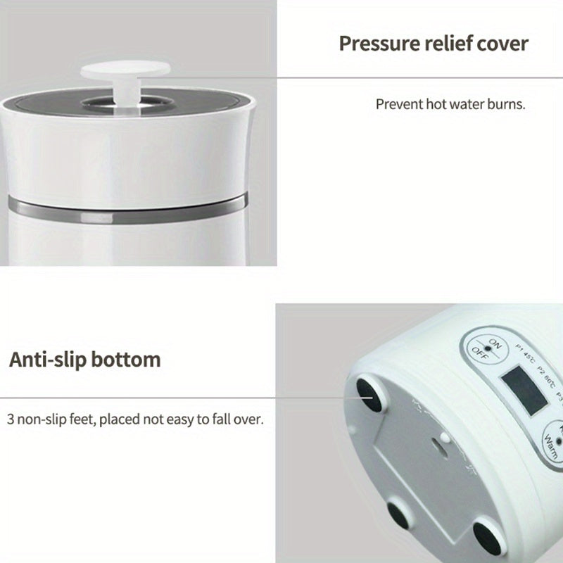 Portable 304 Stainless Steel Electric Kettle with LED Display and 350ml Capacity