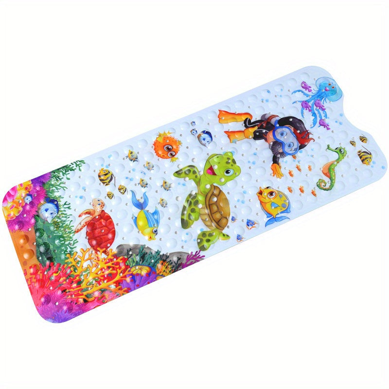 Alfombra de baño con patrón de dibujos animados, antideslizante y con orificios de drenaje para baño