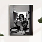Frameless Canvas Wall Art Featuring Humorous Gorilla in Bathroom Cartoon Style for Home Decor