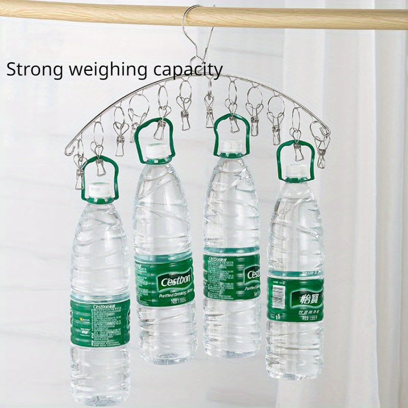 Estantería de almacenamiento para calcetines de acero inoxidable con 8 o 16 ganchos y gancho giratorio para secar calcetines y ropa interior