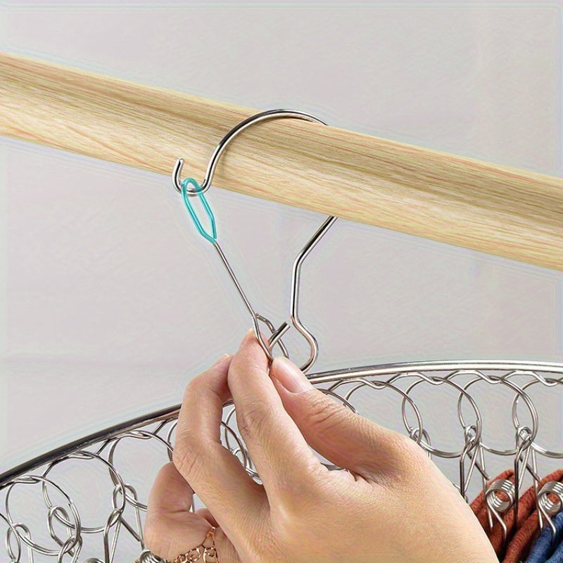 Estantería de almacenamiento para calcetines de acero inoxidable con 8 o 16 ganchos y gancho giratorio para secar calcetines y ropa interior
