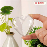 10 Clear Plastic Heart-Shaped Christmas Ornaments for Weddings and Home Decor
