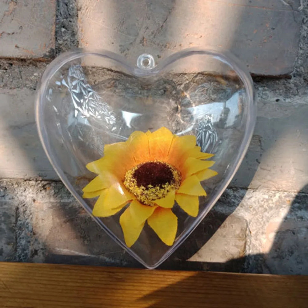 10 Clear Plastic Heart-Shaped Christmas Ornaments for Weddings and Home Decor