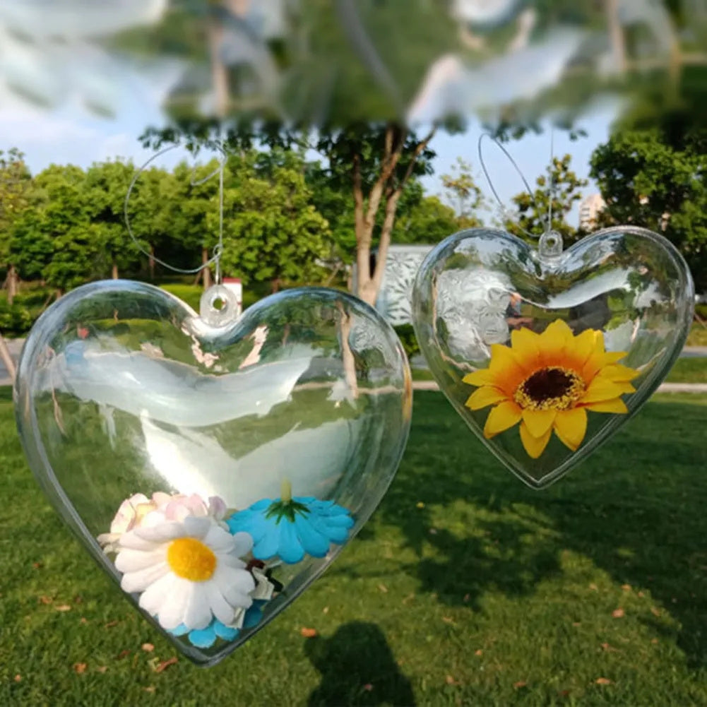 10 Clear Plastic Heart-Shaped Christmas Ornaments for Weddings and Home Decor