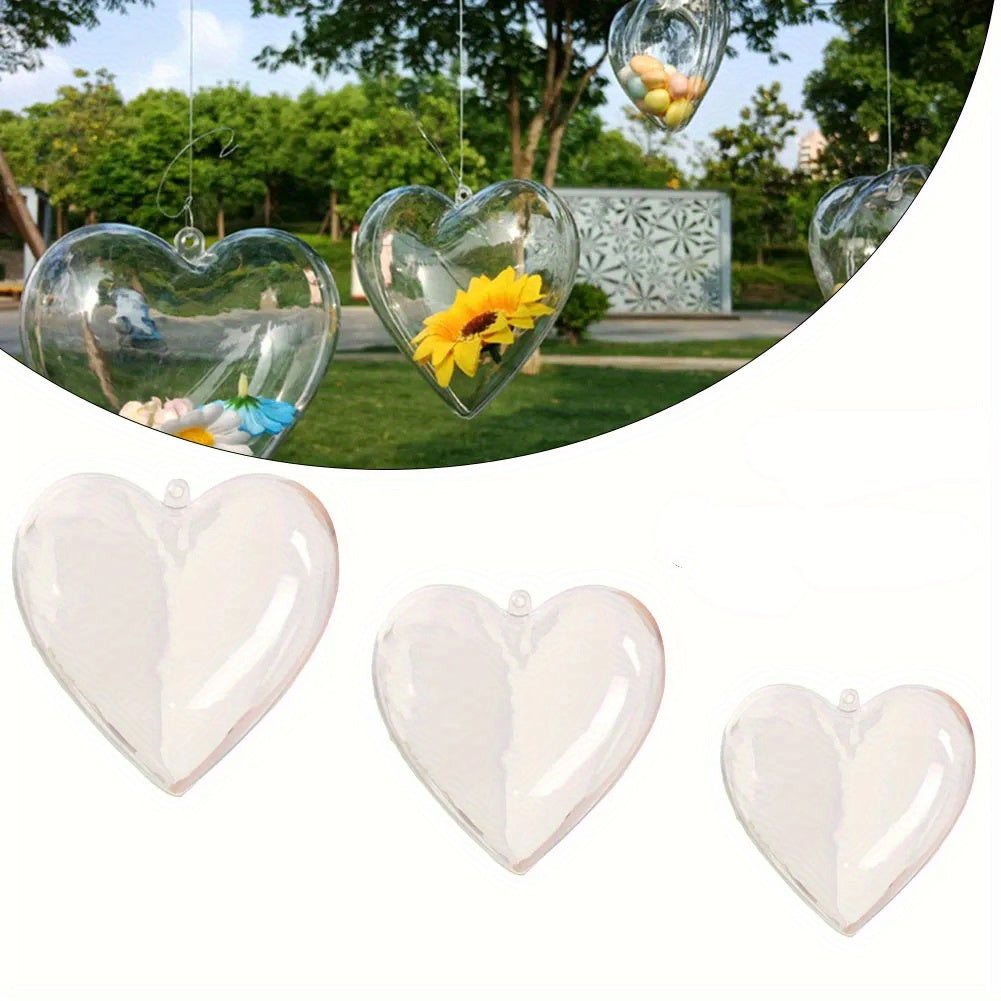 10 Clear Plastic Heart-Shaped Christmas Ornaments for Weddings and Home Decor