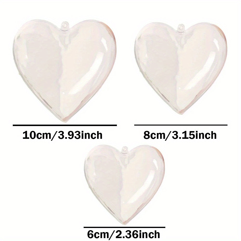 10 Clear Plastic Heart-Shaped Christmas Ornaments for Weddings and Home Decor