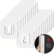 10 Pairs Double-Sided Adhesive Wall Hooks for Kitchen Bathroom Bedroom Storage