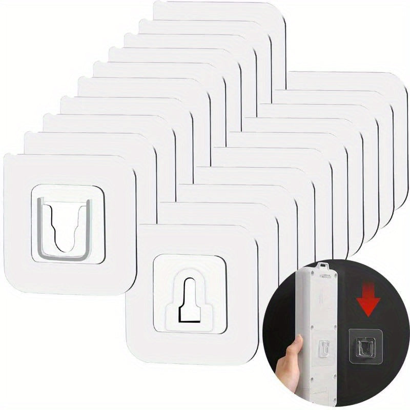 10 Pairs Double-Sided Adhesive Wall Hooks for Kitchen Bathroom Bedroom Storage