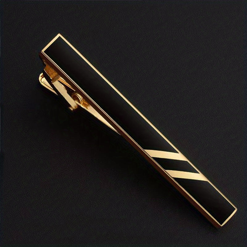Men's Copper Striped Tie Clip Necktie Bar Stylish Suit Accessory