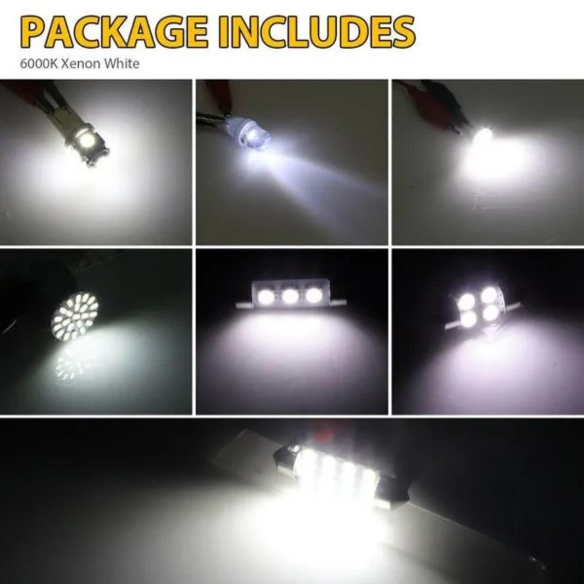 42pcs White LED Car Interior Light Kit Map Dome Door License Plate Bulbs