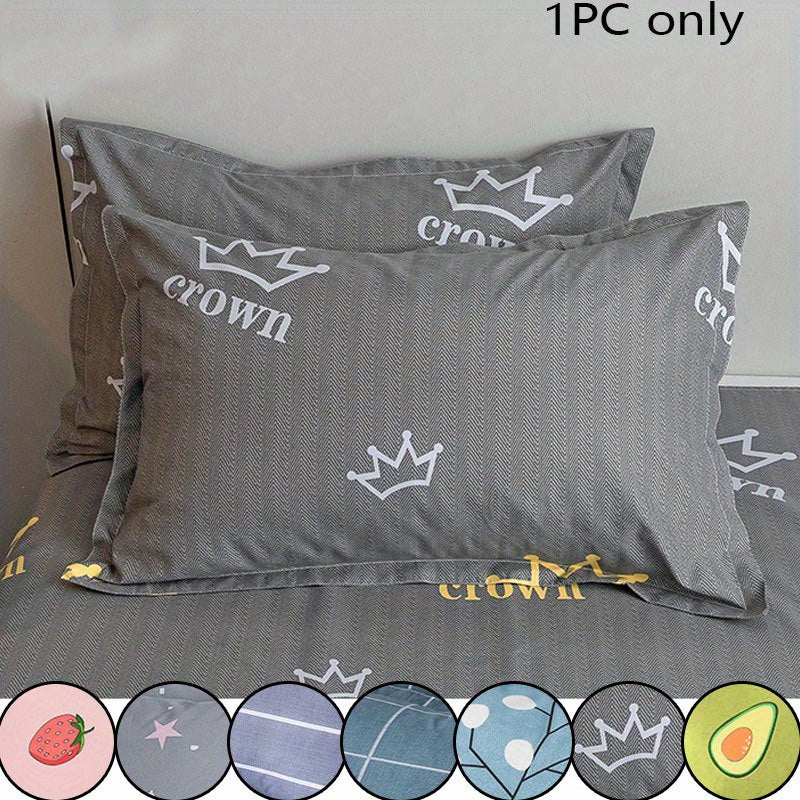 Brushed Polyester Pillowcase with Crown Avocado Strawberry Star Designs 48x74cm