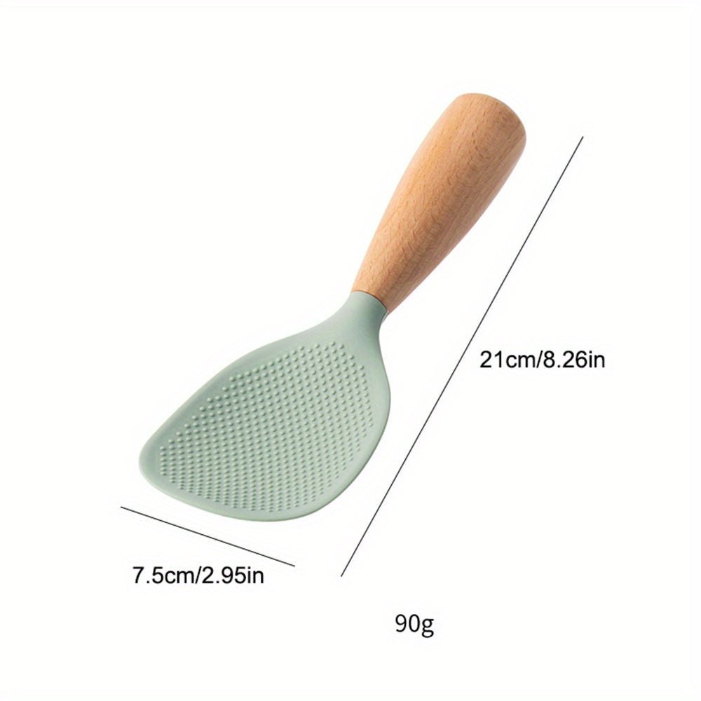 Silicone Cooking Spoon with Wooden Handle Nonstick Safe Kitchen Utensil