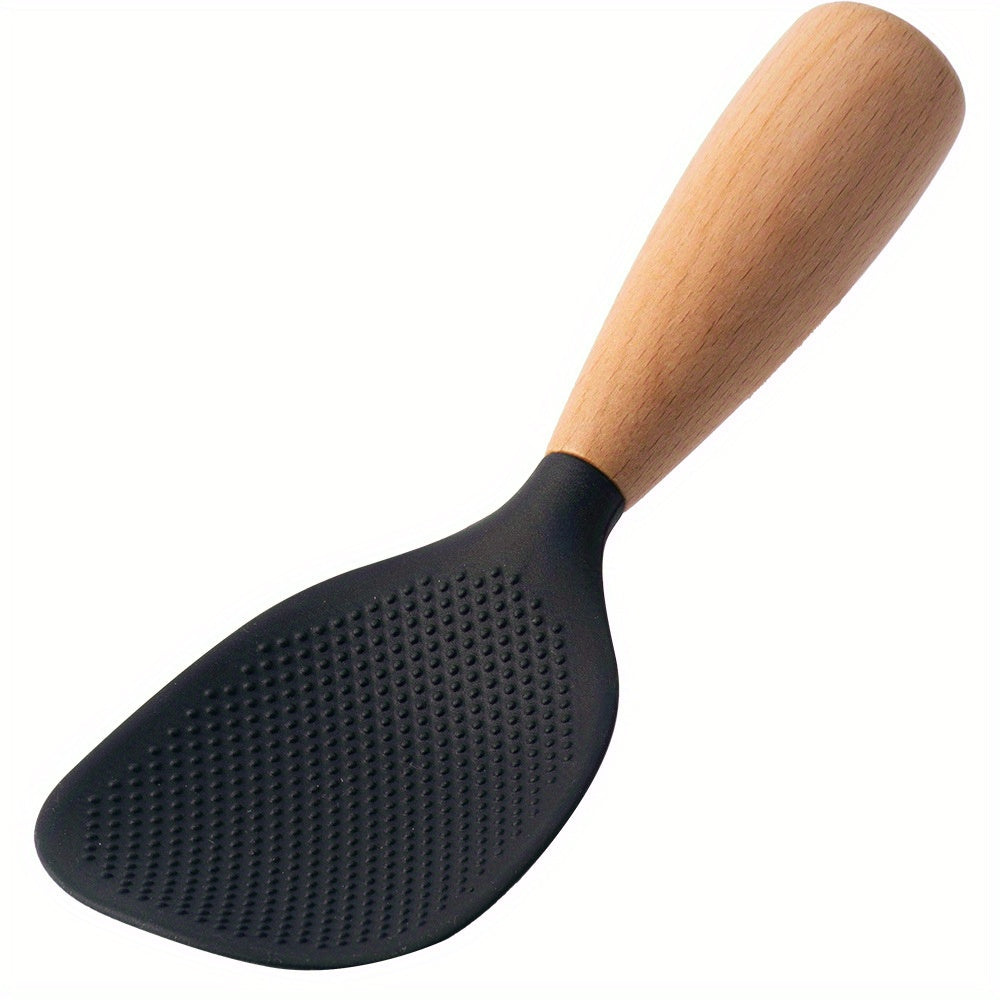 Silicone Cooking Spoon with Wooden Handle Nonstick Safe Kitchen Utensil