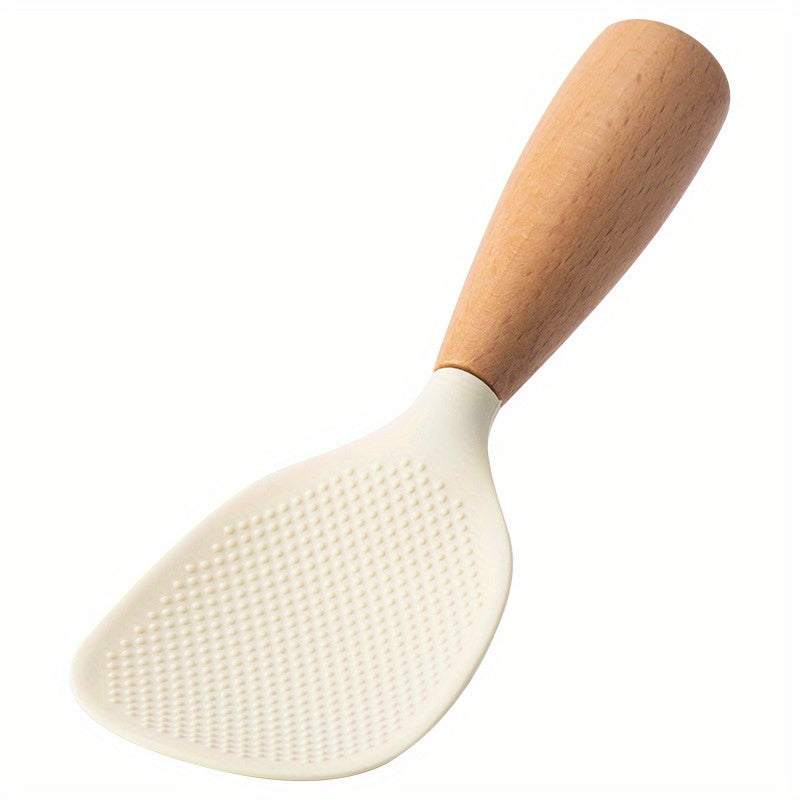 Silicone Cooking Spoon with Wooden Handle Nonstick Safe Kitchen Utensil
