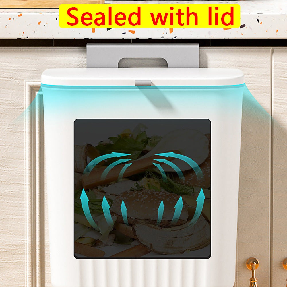 Cubo de basura de pared con gancho adhesivo, gran capacidad, cubo colgante para cocina y oficina