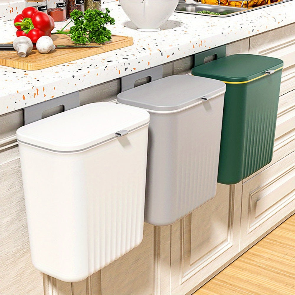 Cubo de basura de pared con gancho adhesivo, gran capacidad, cubo colgante para cocina y oficina