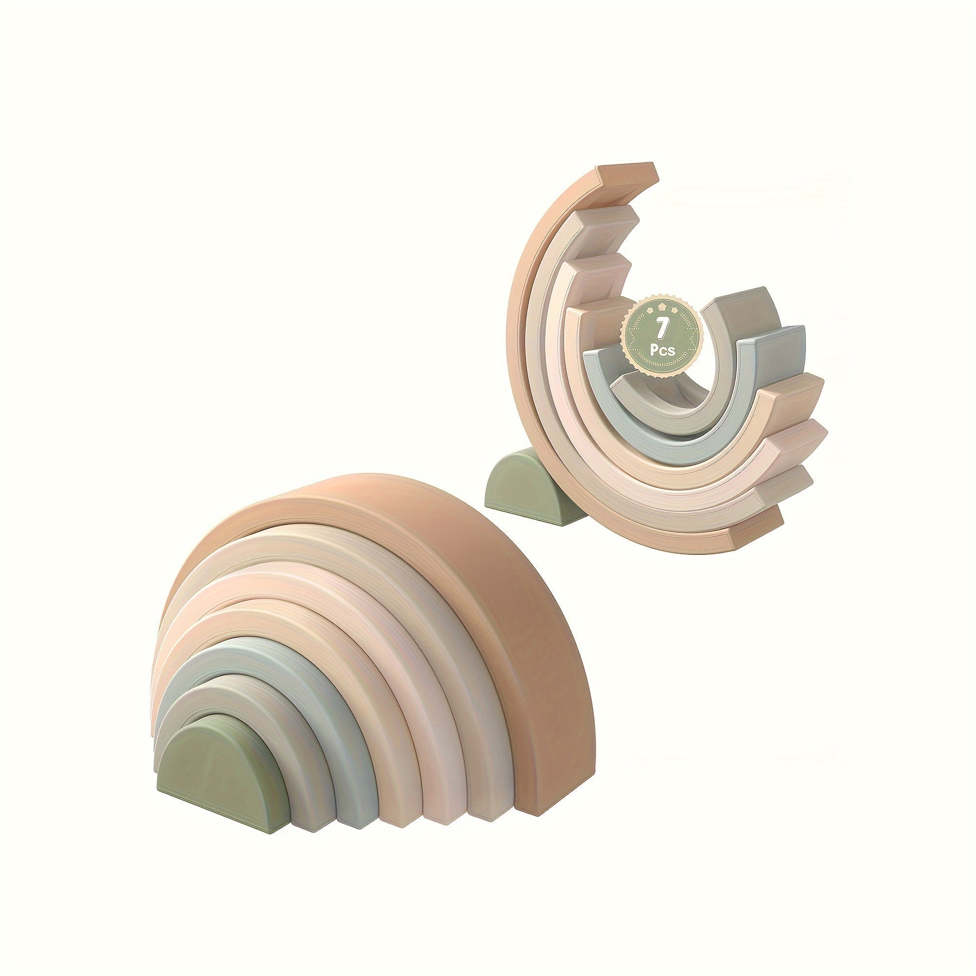 Silicone Rainbow Stacking Toy for Kids Educational Nesting Puzzle 7 Tiers