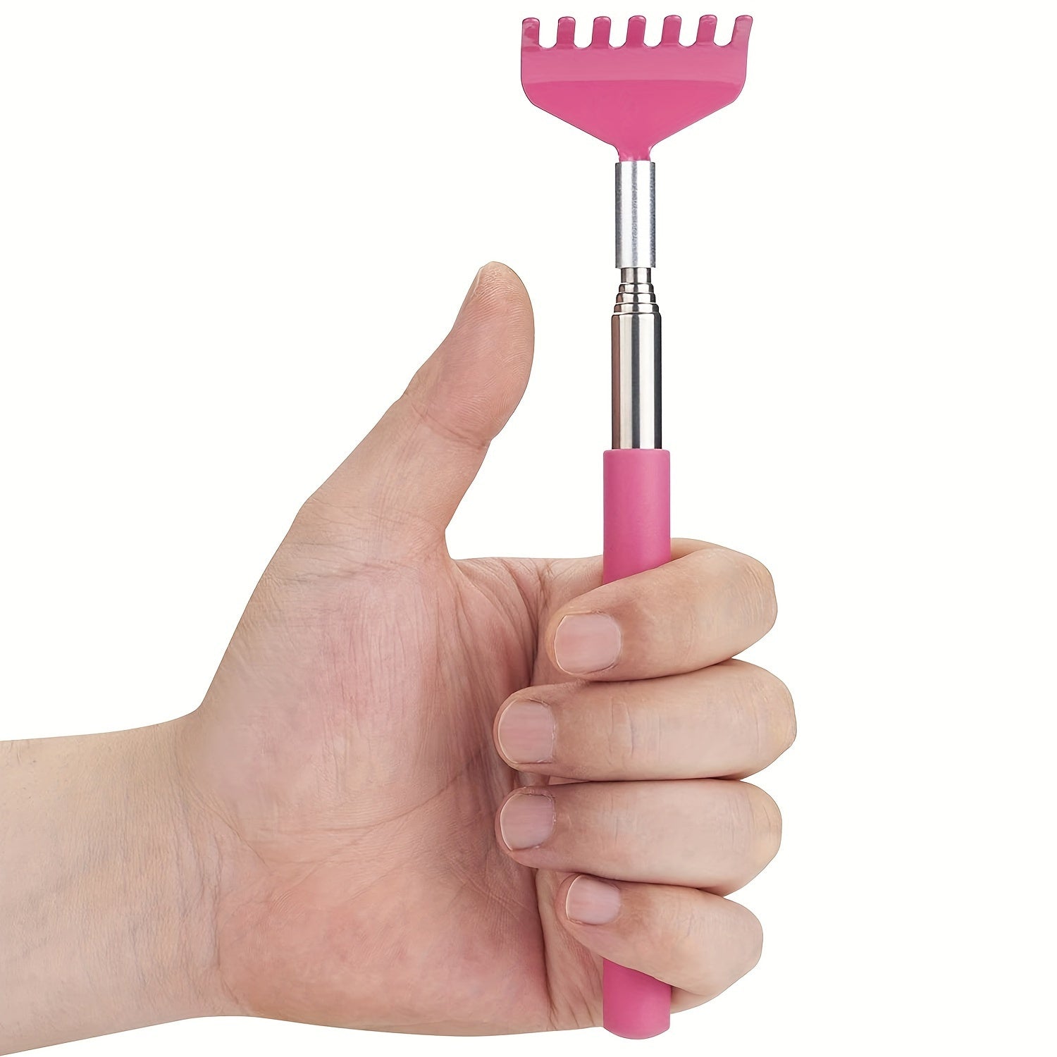 Extendable Stainless Steel Back Scratcher with Soft Grip for Itch Relief