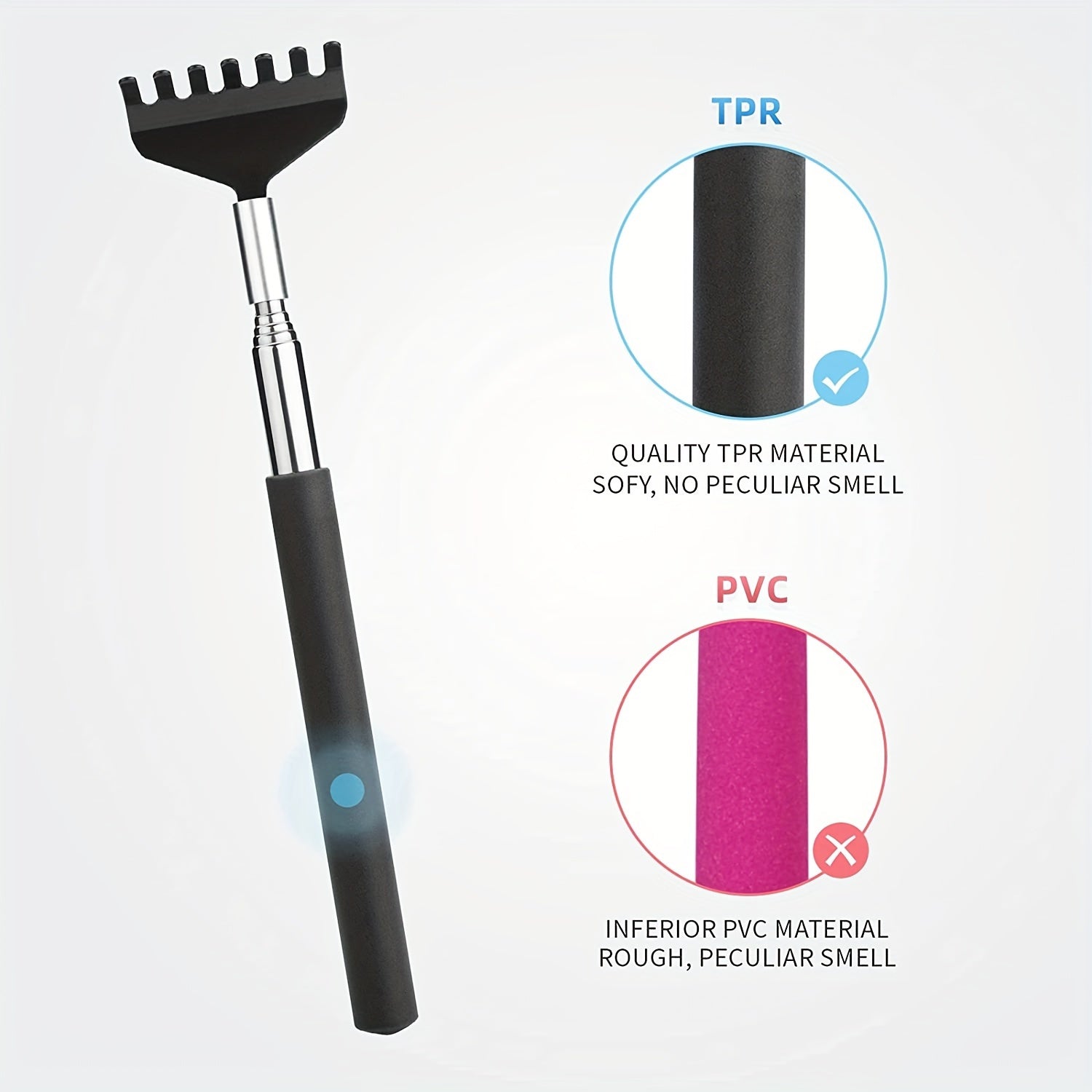 Extendable Stainless Steel Back Scratcher with Soft Grip for Itch Relief