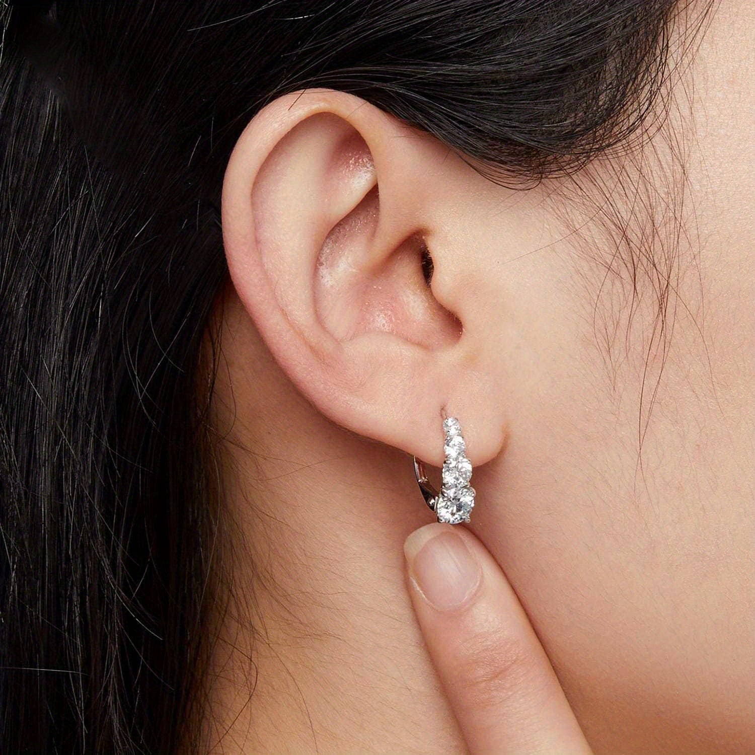 Sterling Silver Hoop Earrings Hypoallergenic Moissanite Wedding Jewelry