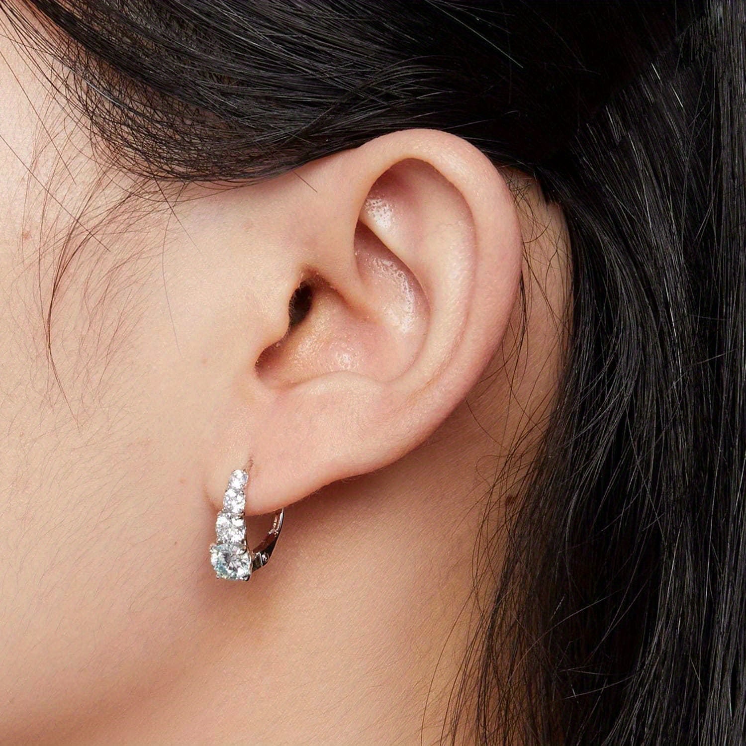 Sterling Silver Hoop Earrings Hypoallergenic Moissanite Wedding Jewelry