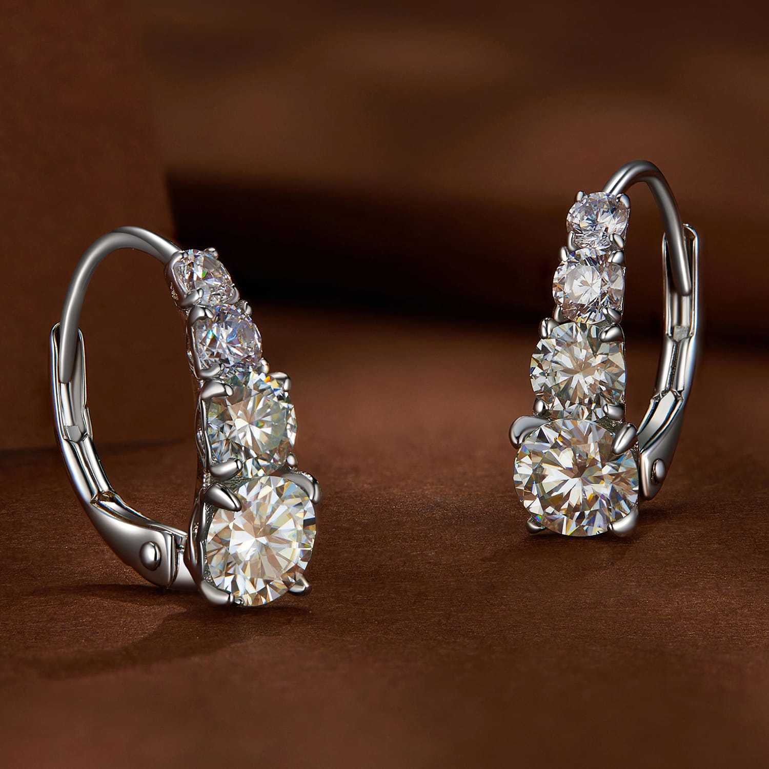 Sterling Silver Hoop Earrings Hypoallergenic Moissanite Wedding Jewelry