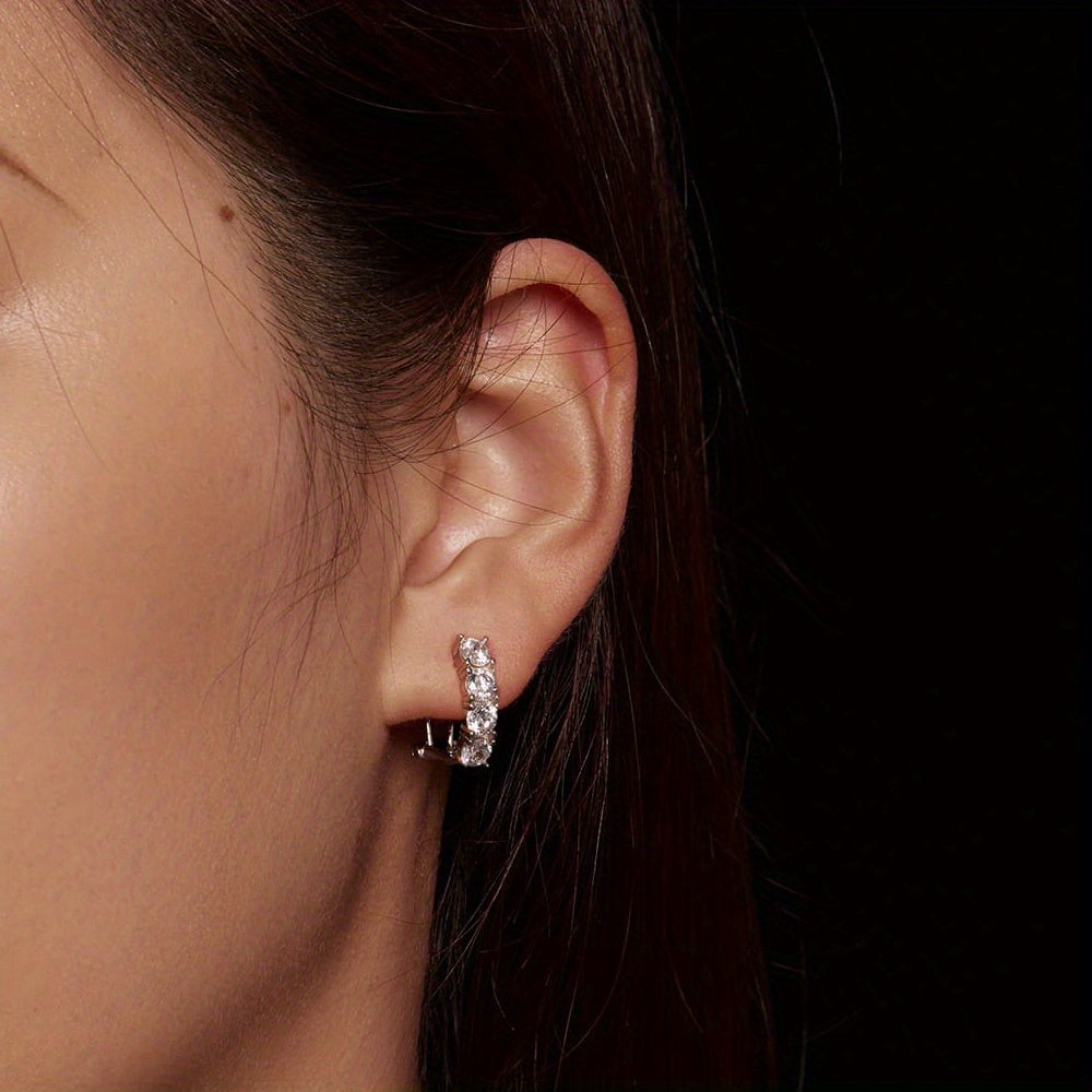 Female Wedding Earrings Hypoallergenic 925 Sterling Silver Moissanite Dangle Hoop