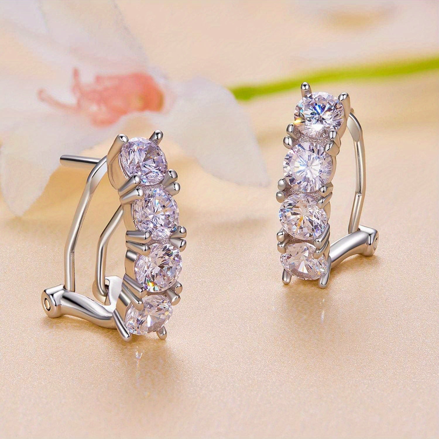 Female Wedding Earrings Hypoallergenic 925 Sterling Silver Moissanite Dangle Hoop