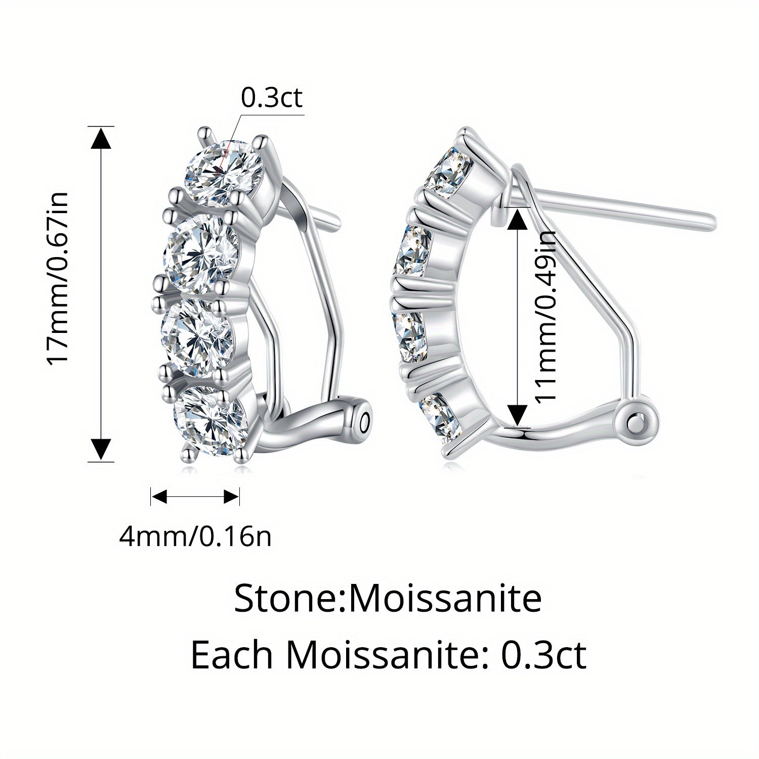 Female Wedding Earrings Hypoallergenic 925 Sterling Silver Moissanite Dangle Hoop