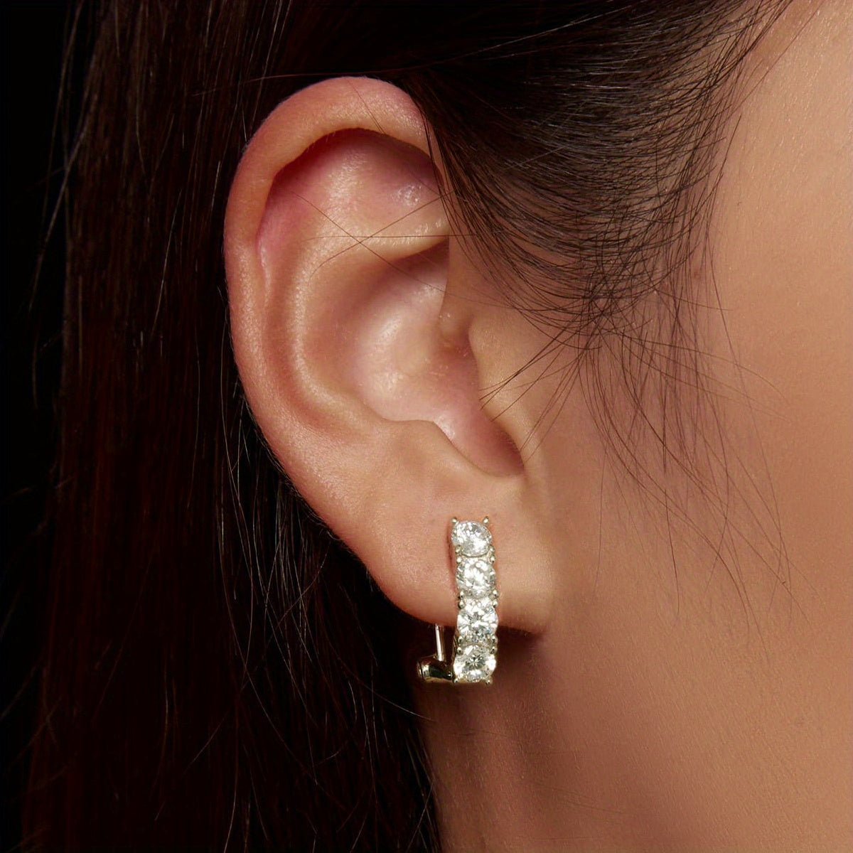 Female Wedding Earrings Hypoallergenic 925 Sterling Silver Moissanite Dangle Hoop