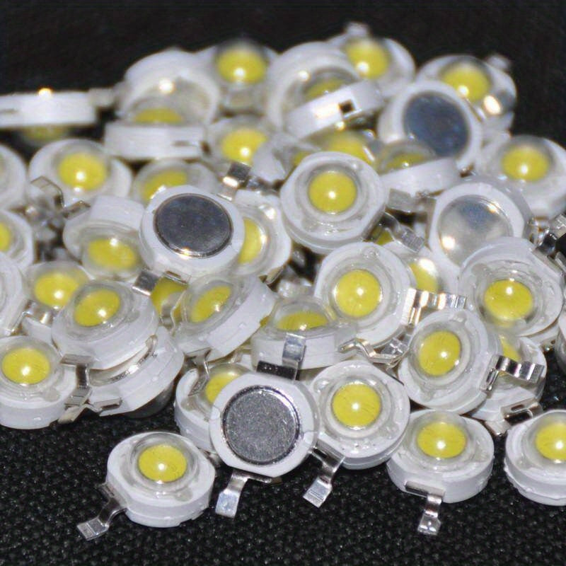 50 Super Bright Cool White LED Beads with Metallic Base for Industrial Projects