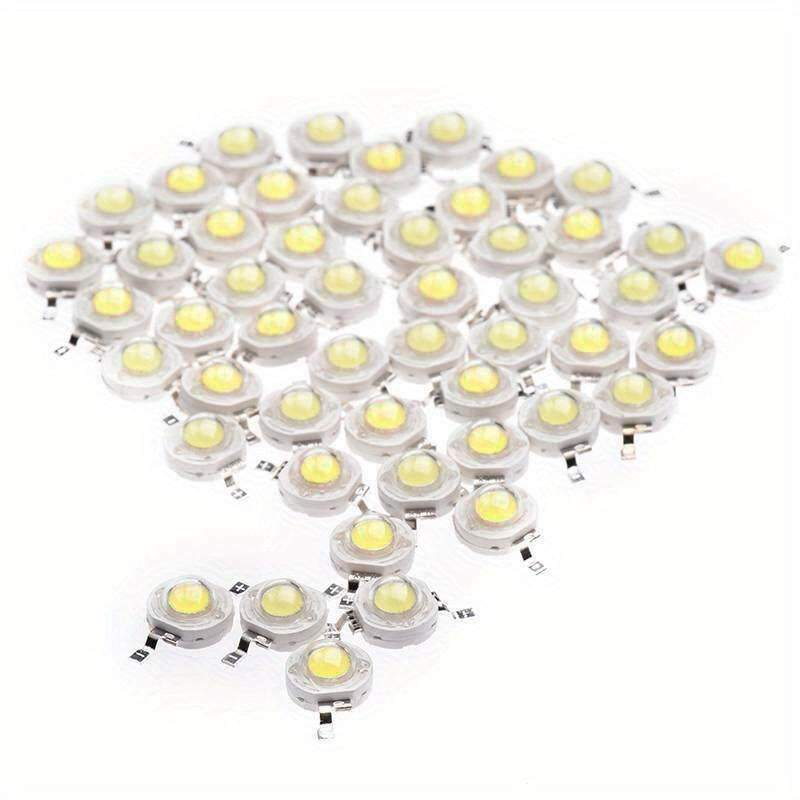 50 Super Bright Cool White LED Beads with Metallic Base for Industrial Projects