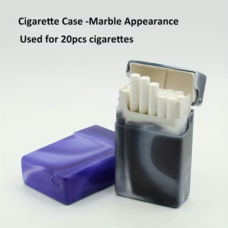 Men Plastic Flip Cigarette Case With Lighter Storage Durable Divided Box