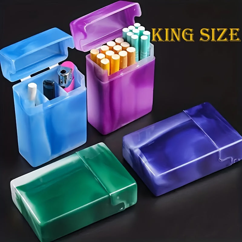 Men Plastic Flip Cigarette Case With Lighter Storage Durable Divided Box