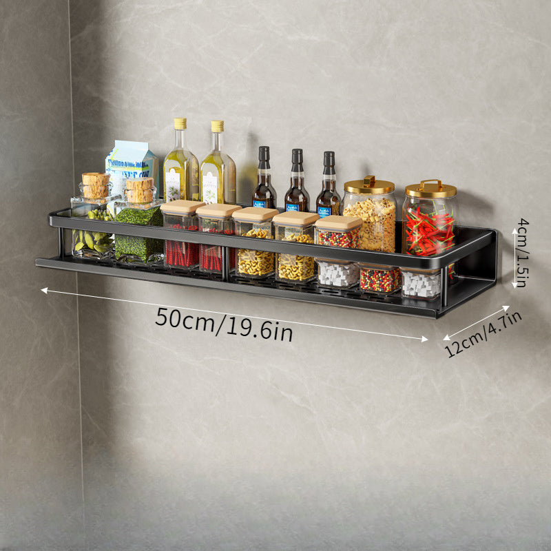 Multifunctional Wall Mounted Kitchen Rack with Spatula Hook and Towel Bar
