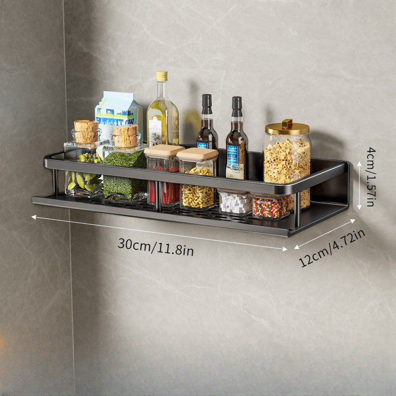 Multifunctional Wall Mounted Kitchen Rack with Spatula Hook and Towel Bar