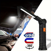 Linterna de trabajo para hombres recargable LED COB con base magnética, 4 modos, rotación de 360°