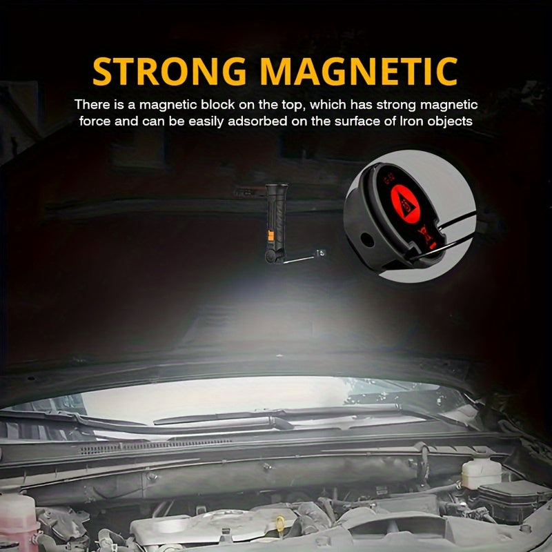 Linterna de trabajo para hombres recargable LED COB con base magnética, 4 modos, rotación de 360°