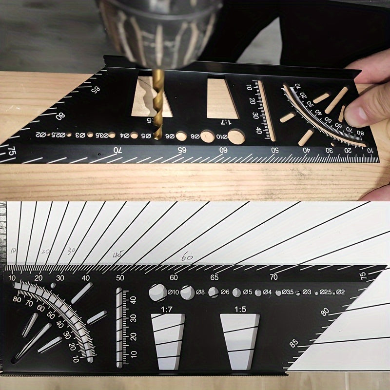 Angle Measuring Ruler with 45° and 90° Marks for Woodworking and Drafting Durable ABS