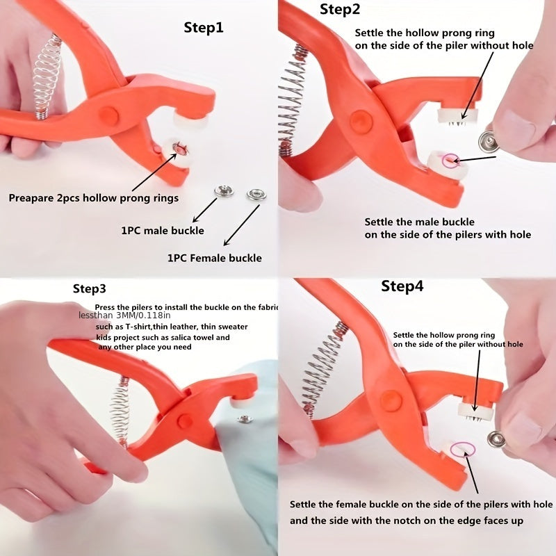 Snap Button Kit with Hand Pressure Pliers and 50 Snap Buttons for Sewing and Crafts