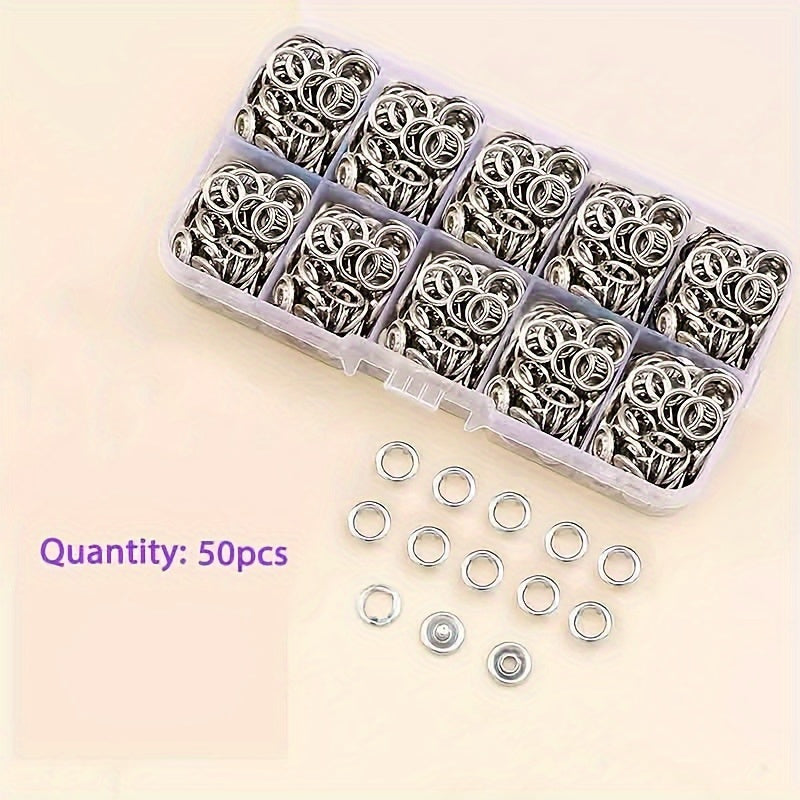 Snap Button Kit with 50 Metal Snap Buttons for Sewing Crafts Clothing and Accessories