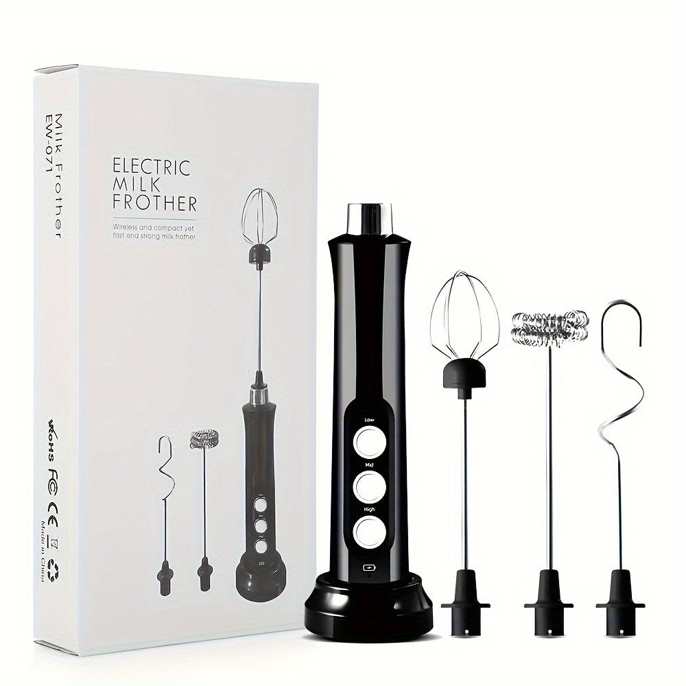 Espumador de leche eléctrico recargable 3 en 1 y creador de espuma para café y cocina