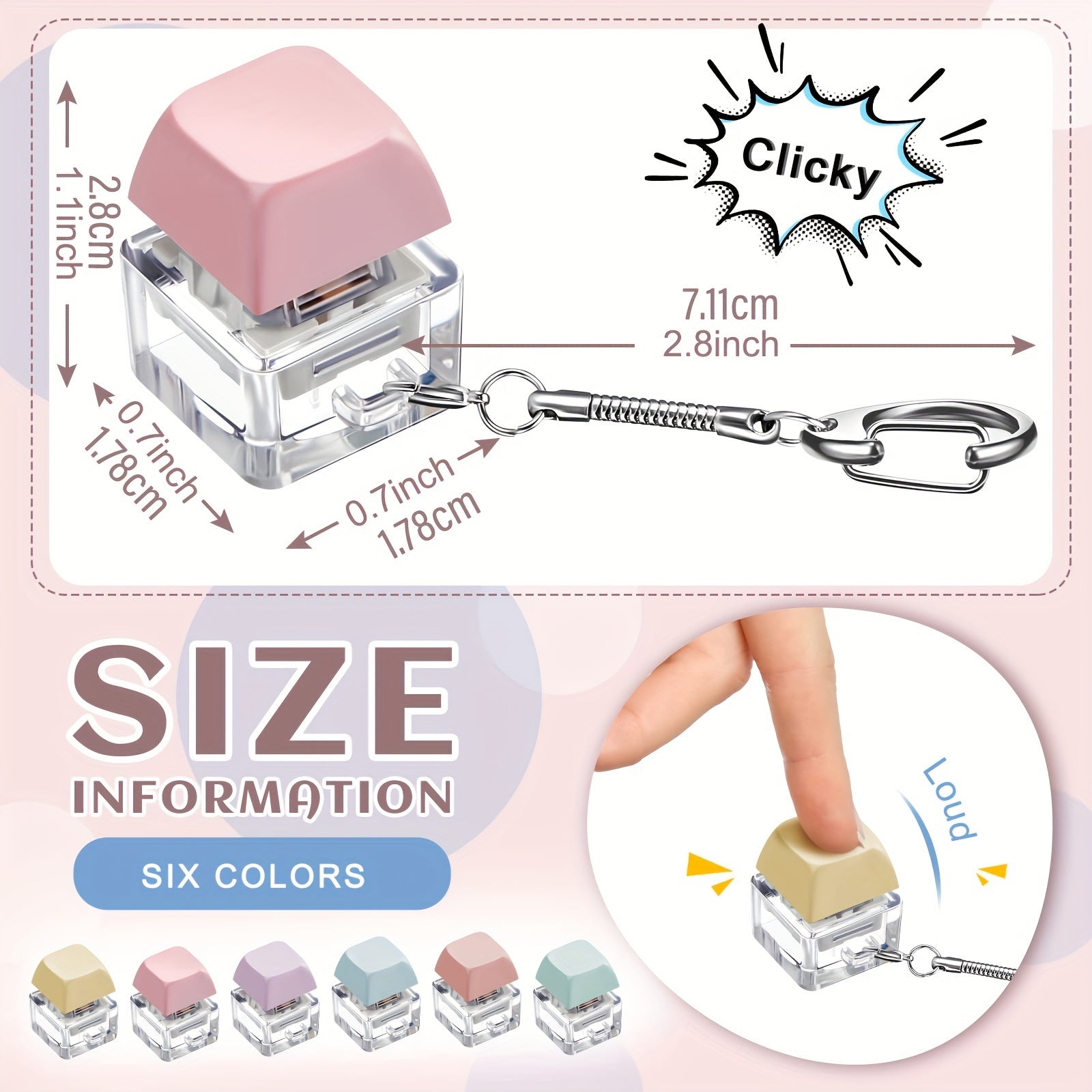 Adult Fidget Keychain Keyboard Toy Stress Relief Finger Decompression Button