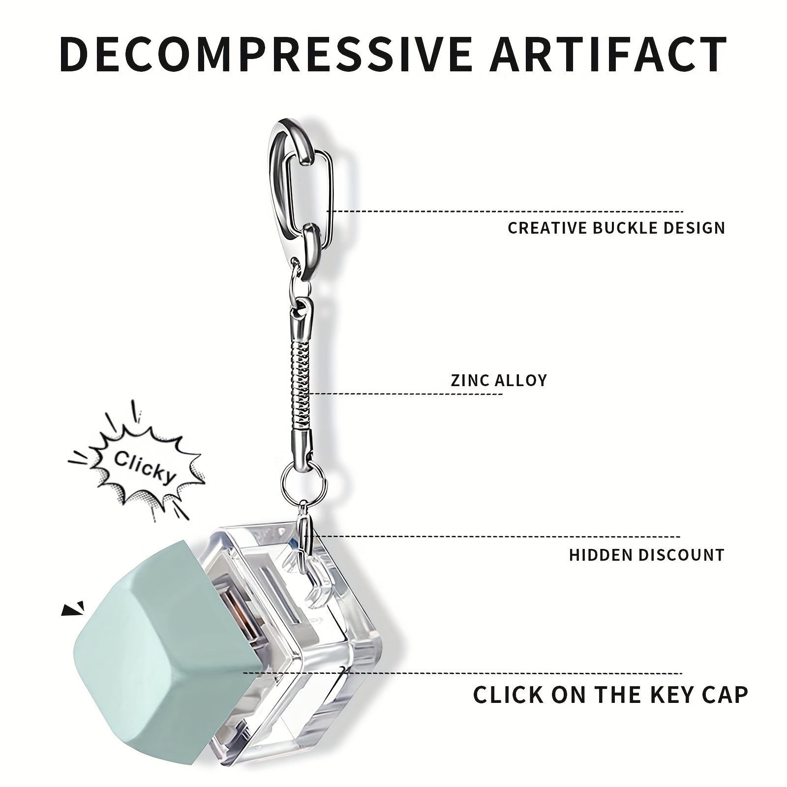 Adult Fidget Keychain Keyboard Toy Stress Relief Finger Decompression Button