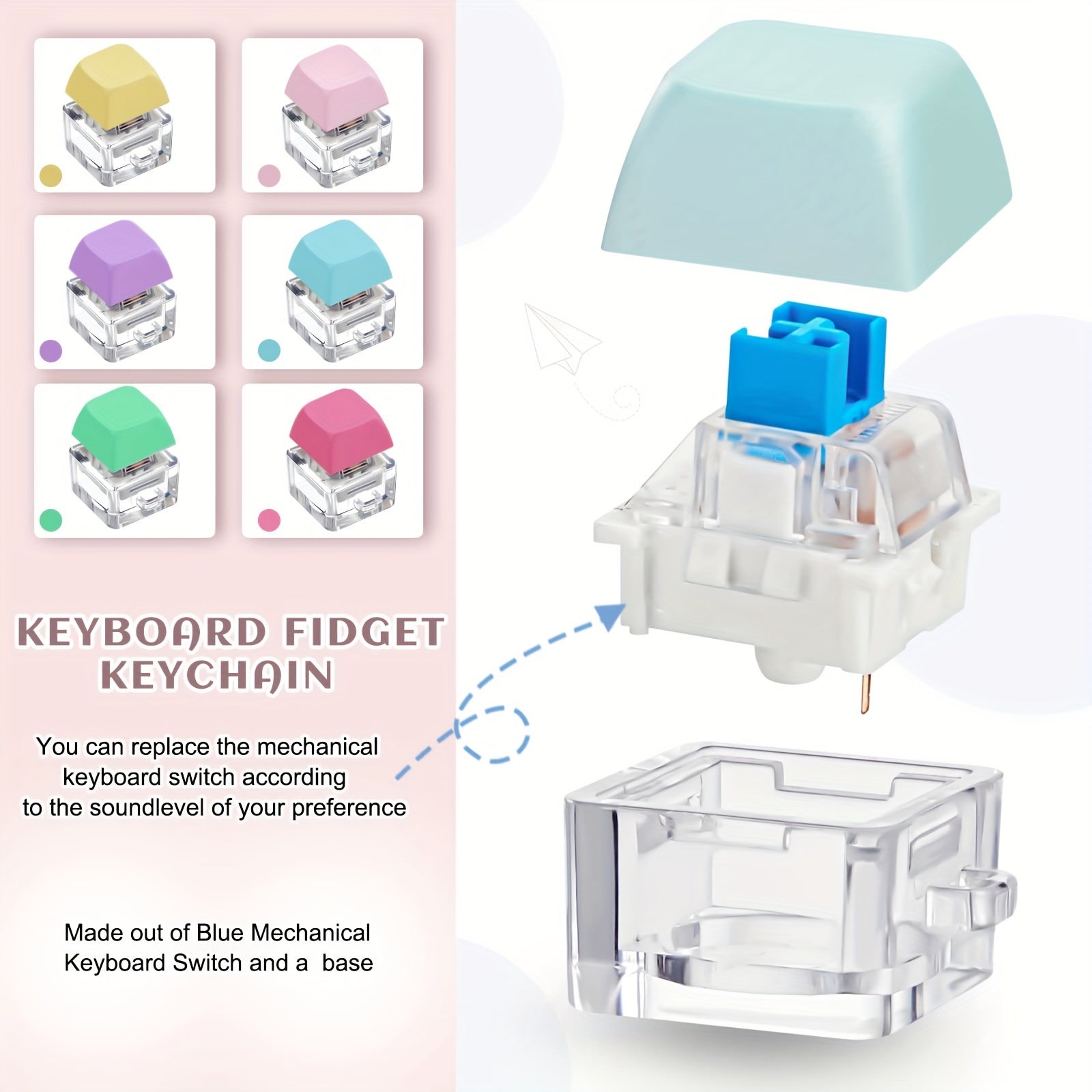 Adult Fidget Keychain Keyboard Toy Stress Relief Finger Decompression Button