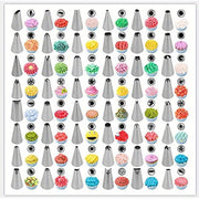 55 dona bilan zanglamaydigan po'latdan yasalgan tort bezak to'plami - Cupcake, pechene va boshqa narsalar uchun piping uchlari, couplerlar va sumkalar bilan to'liq. DIY pishirish, Halloween, Rojdestvo va bolalar partiyalari uchun ideal.