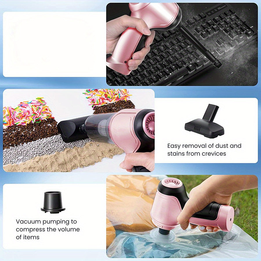 Pink 3-in-1 Car Vacuum Wireless Handheld Wet Dry Compact