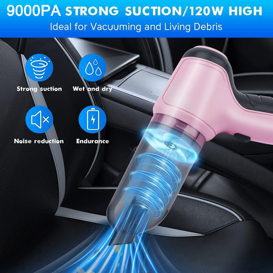 Pink 3-in-1 Car Vacuum Wireless Handheld Wet Dry Compact
