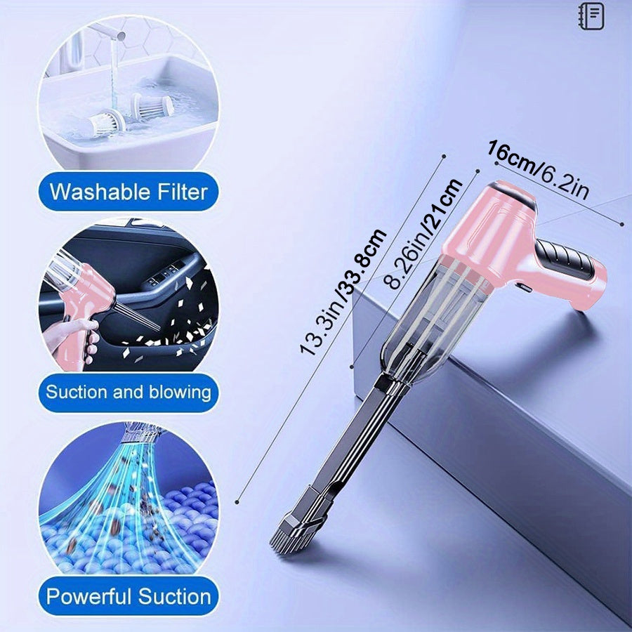 Pink 3-in-1 Car Vacuum Wireless Handheld Wet Dry Compact