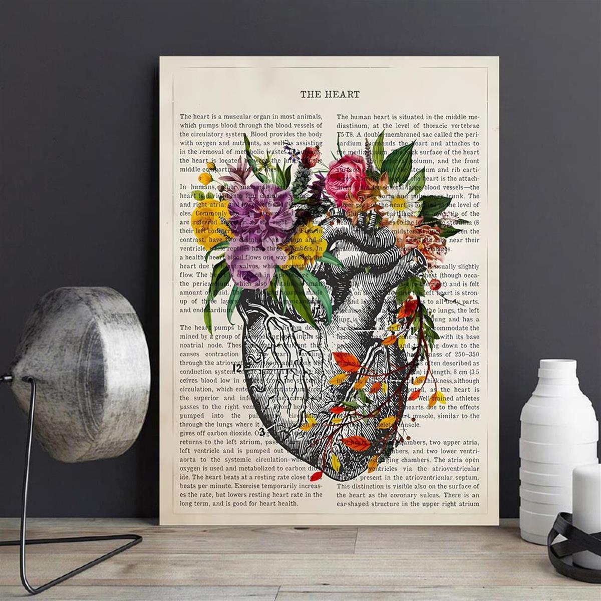 Impresión en lienzo de la anatomía del corazón para decoración médica y arte mural de cardiología
